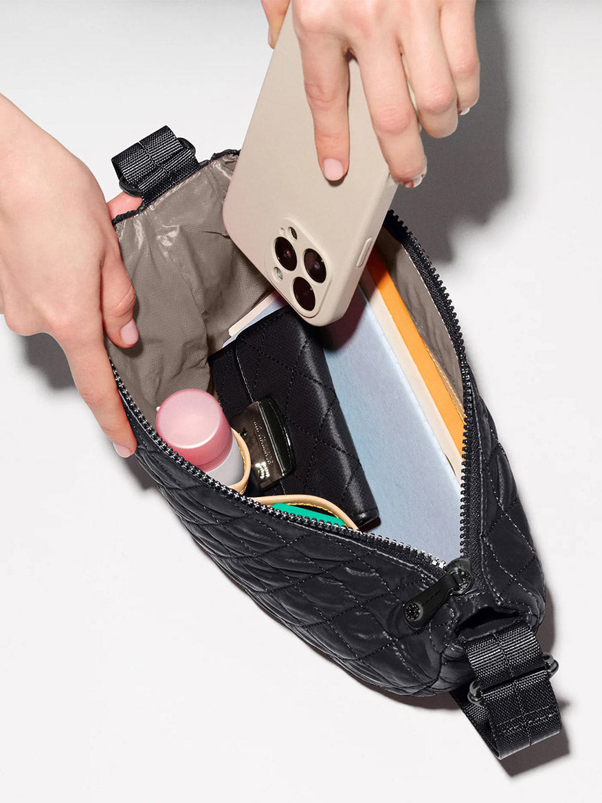 Small Metro Smile Bag in Black Oxford | MZ Wallace