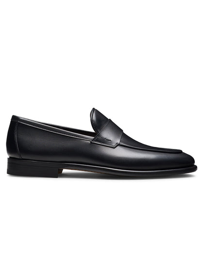 The Magnanni Duerro in Black, a luxury men's loafer, is displayed in a side profile view against a white background.
