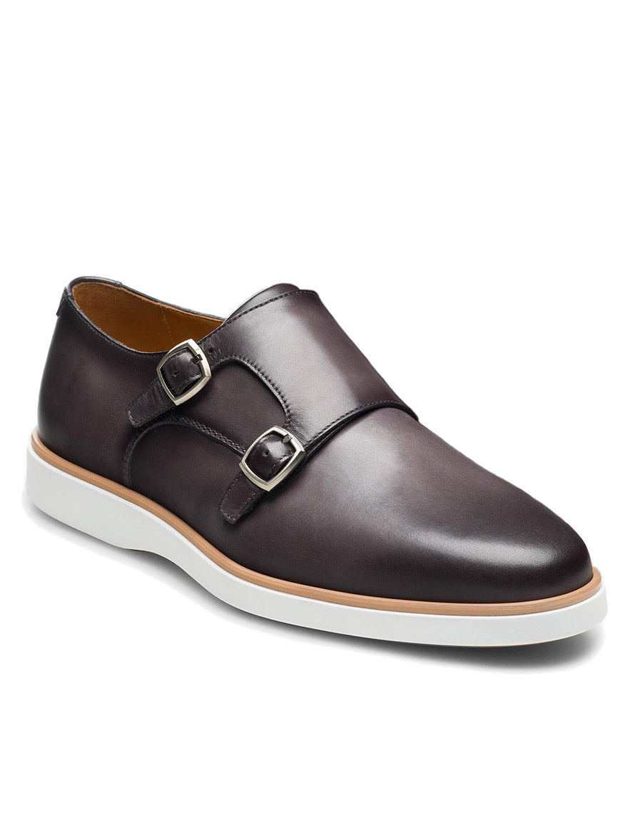 A Magnanni Lucca in Grey with a white cushioned rubber sole, featuring two silver buckles.