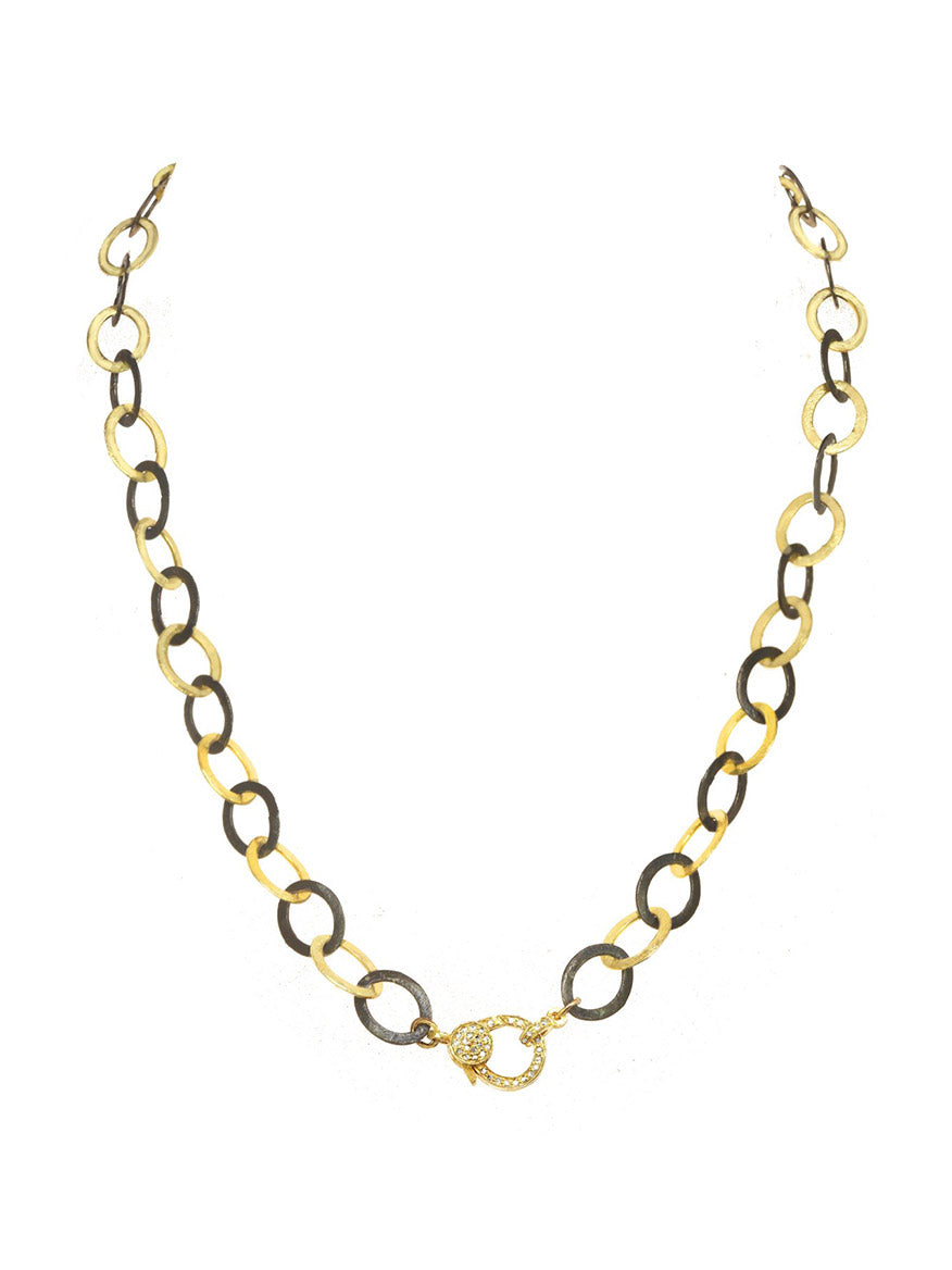Margo Morrison Matte Vermeil & Sterling Flat Link Chain with Diamond Clasp