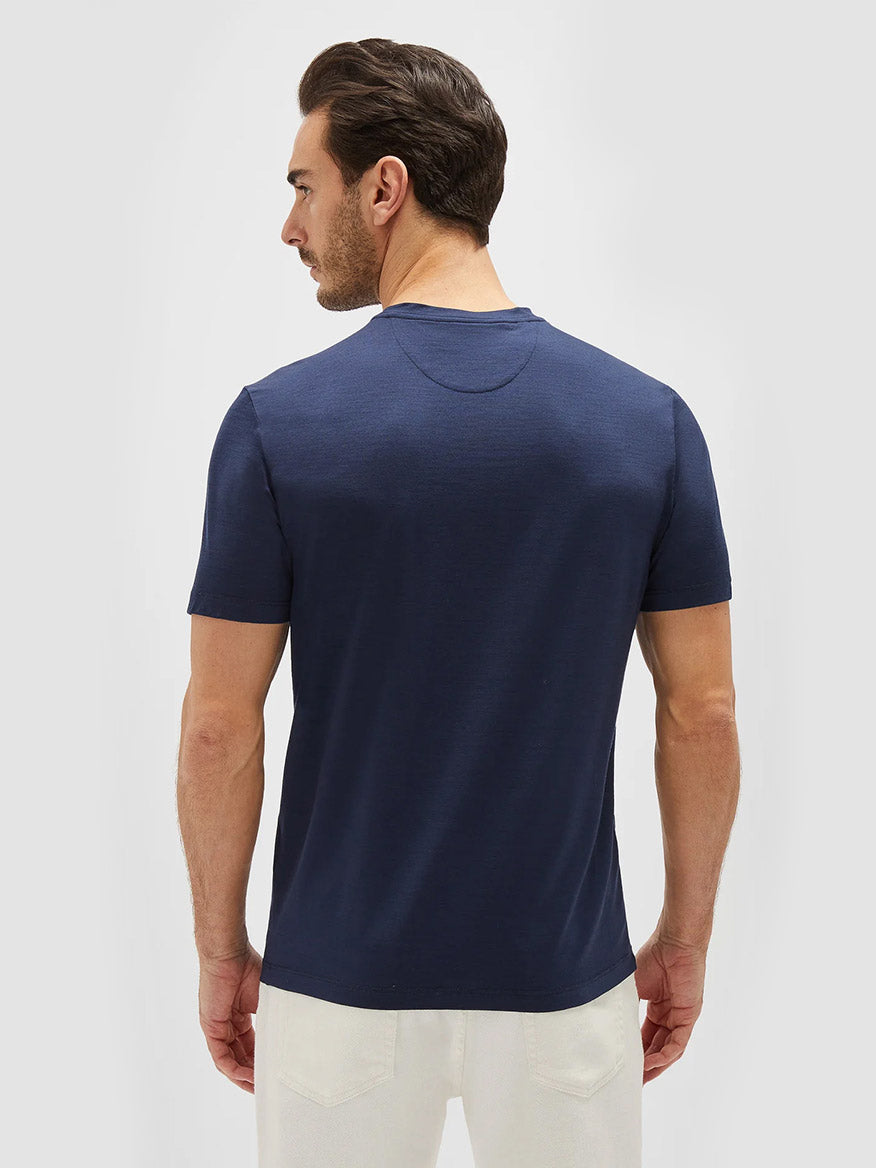 Linate Techmerino Short Sleeve T-Shirt in Blue Nights | Maurizio Baldassari