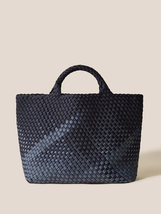 The Naghedi St. Barths Medium Tote in Graphic Ombre Basalt handwoven tote bag.