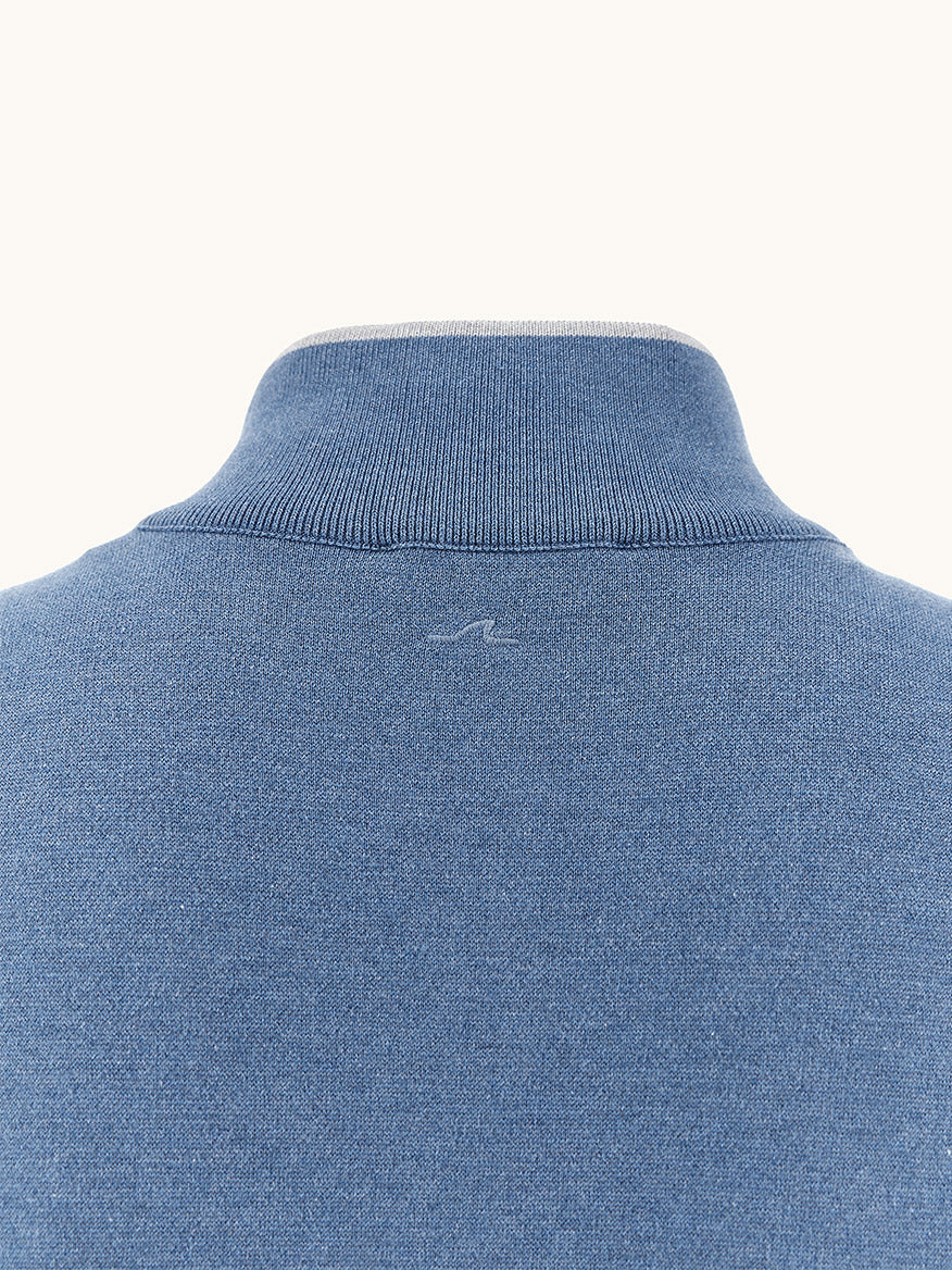 Half‑Zip Sweater With Aqualeather Suede Details in Colony Blue
