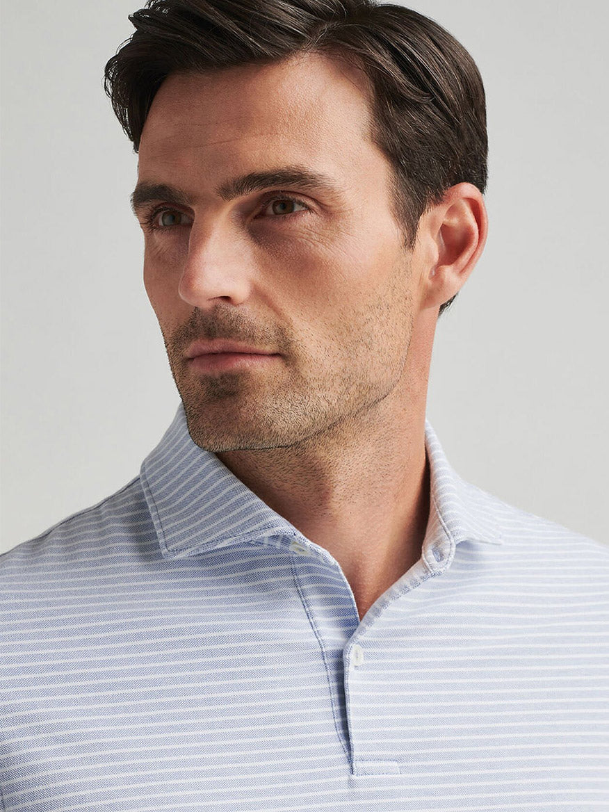 Peter Millar Albatross Cotton Blend Piqué Striped Polo in Angelite