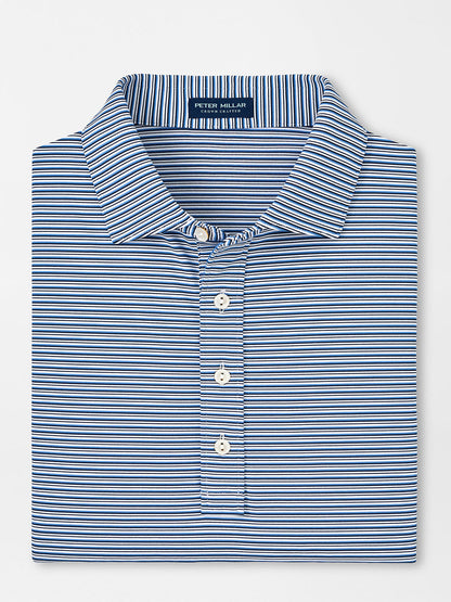 Peter Millar Alto Performance Jersey Polo in White/Navy neatly folded.