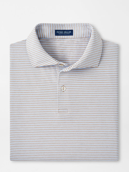 Peter Millar Ambrose Performance Jersey Polo in Khaki displayed on a plain background.