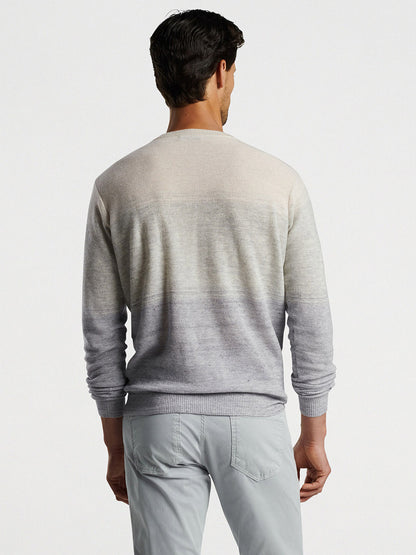 Peter Millar Camden High V Striped Sweater in British Grey