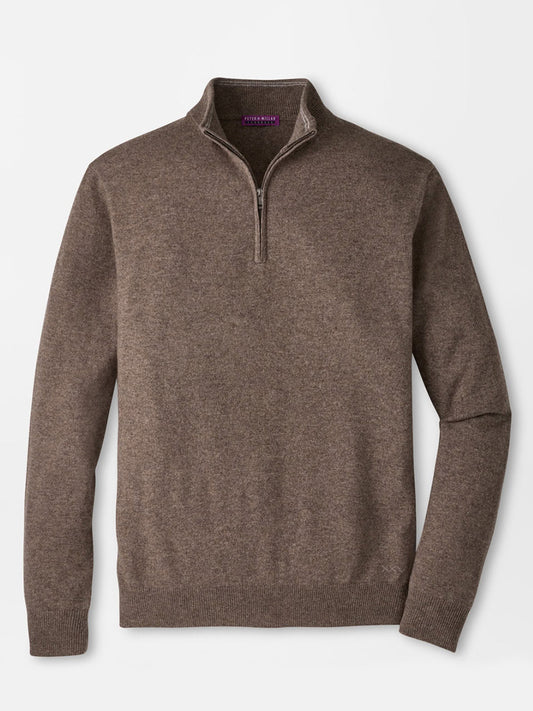 Limited-edition Peter Millar 25th Anniversary Cashmere Quarter-Zip Sweater in Sawgrass featuring a classic fit with ribbed cuffs and hem.