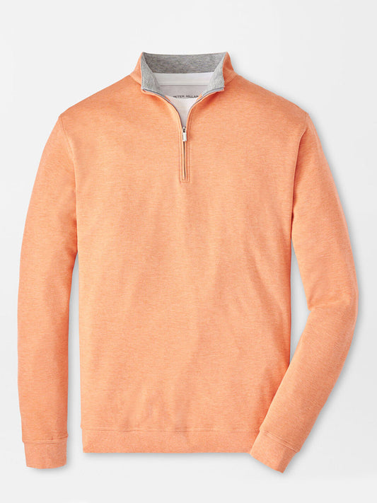 Peter Millar Crown Comfort Pullover in Coral Haze displayed on a white background.