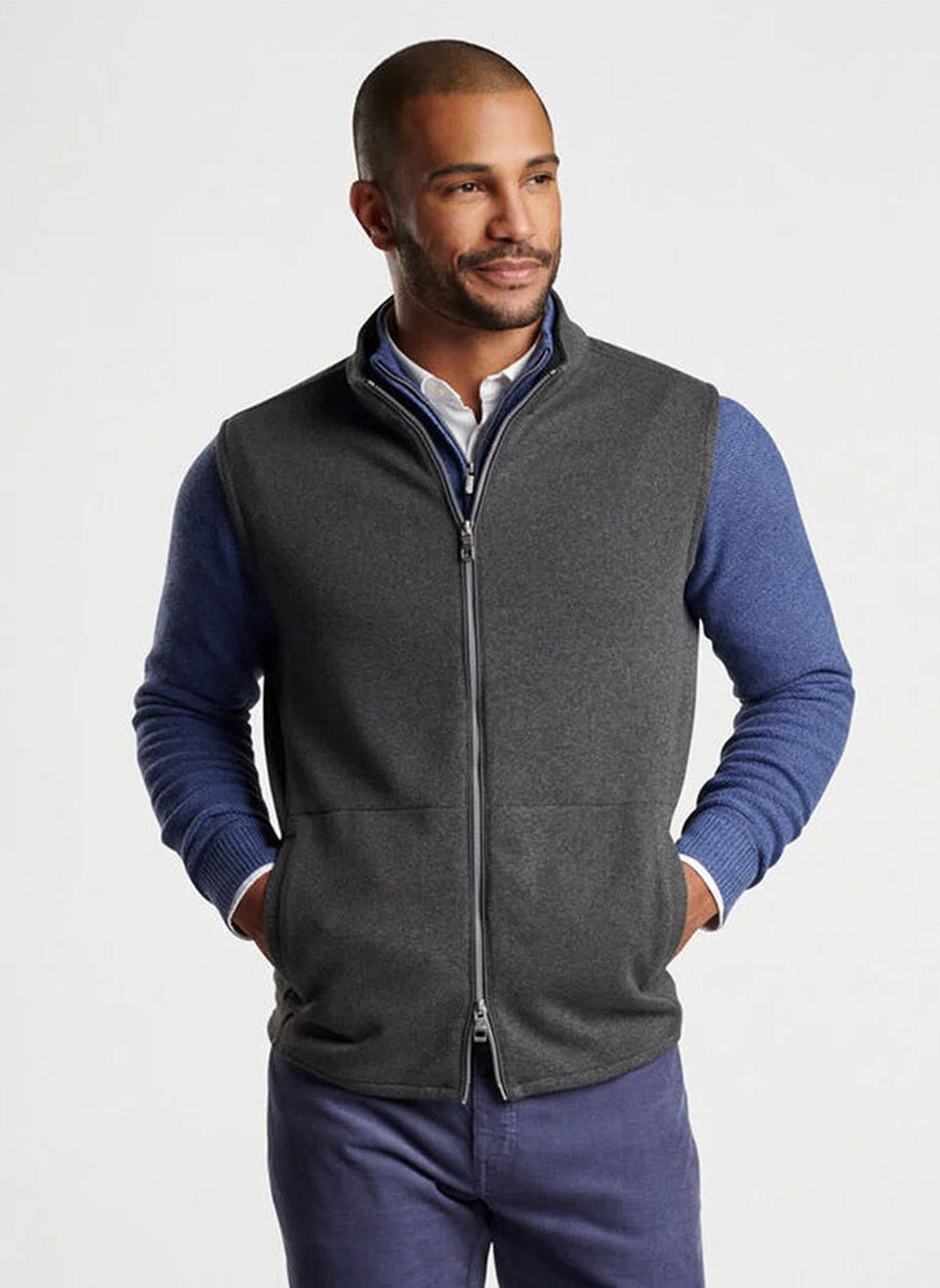 Crown Sweater Fleece Vest in Iron | Peter Millar
