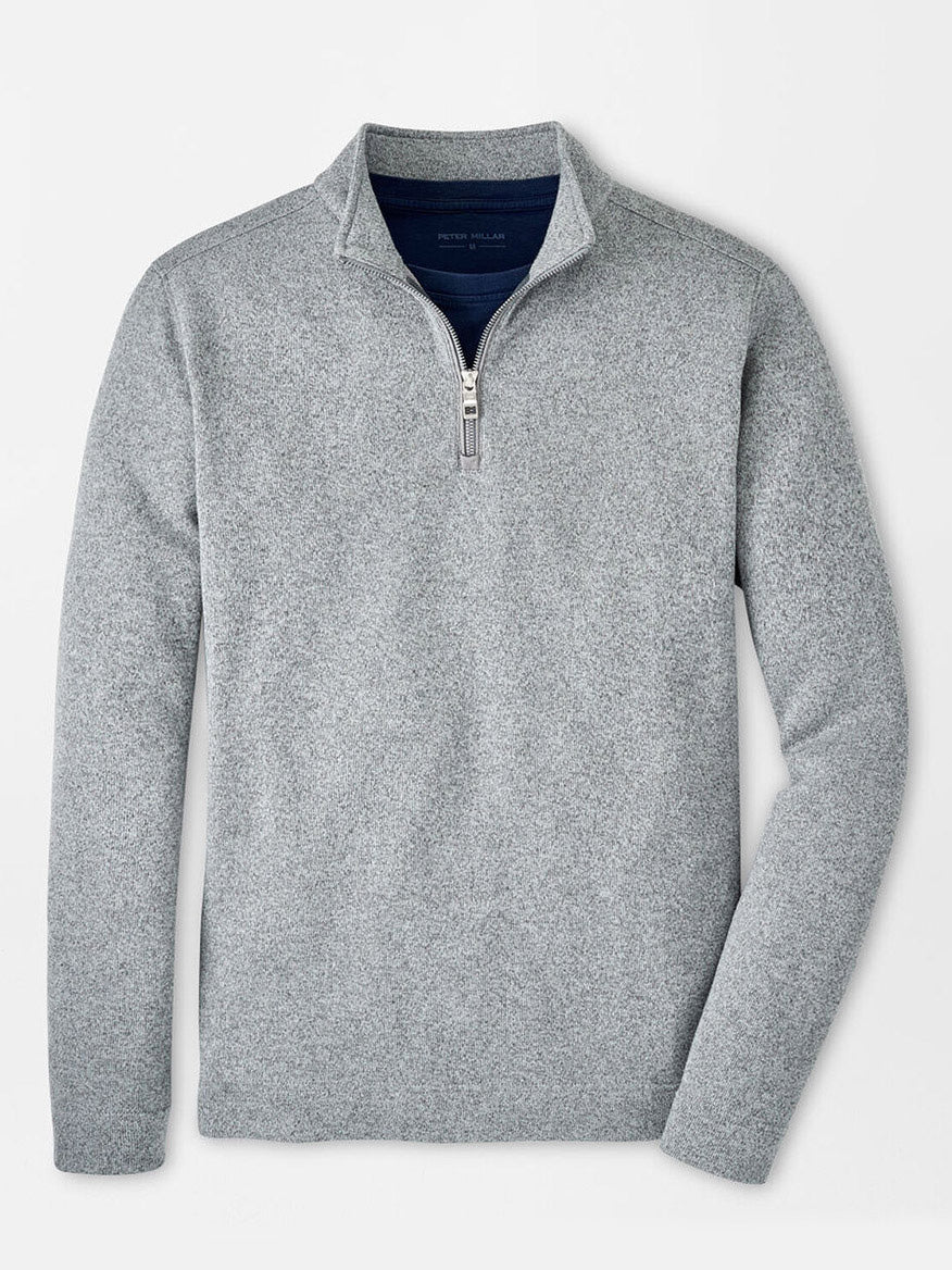 Peter Millar Crown Sweater Fleece Quarter-Zip in Gale Grey