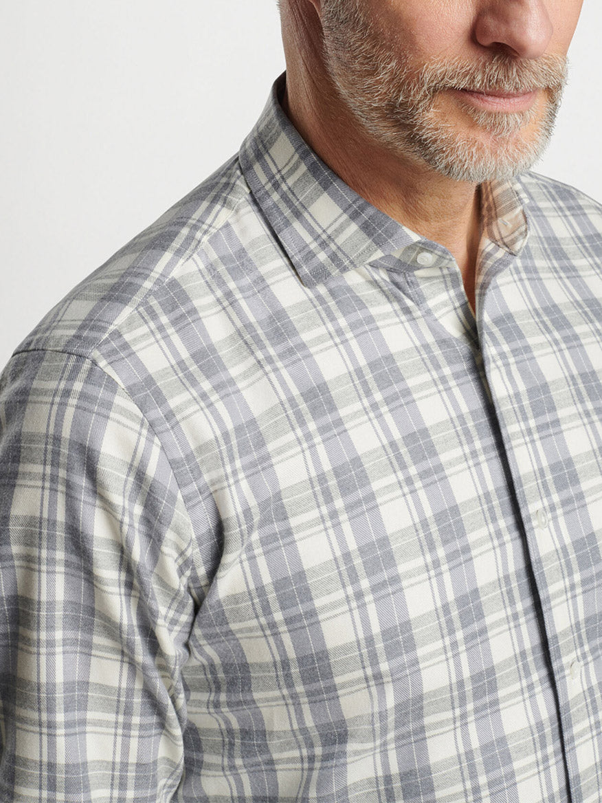 Peter Millar Calcolo Italian Flannel Sport Shirt in Gale Grey