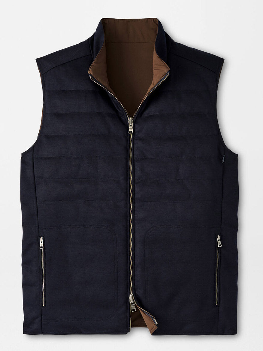 Peter Millar Excursionist Flex Reversible Knit Vest in Navy/Espresso