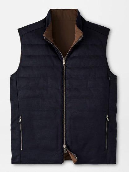 Peter Millar Excursionist Flex Reversible Knit Vest in Navy/Espresso