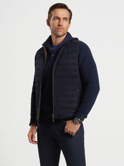 Peter Millar Excursionist Flex Reversible Knit Vest in Navy/Espresso