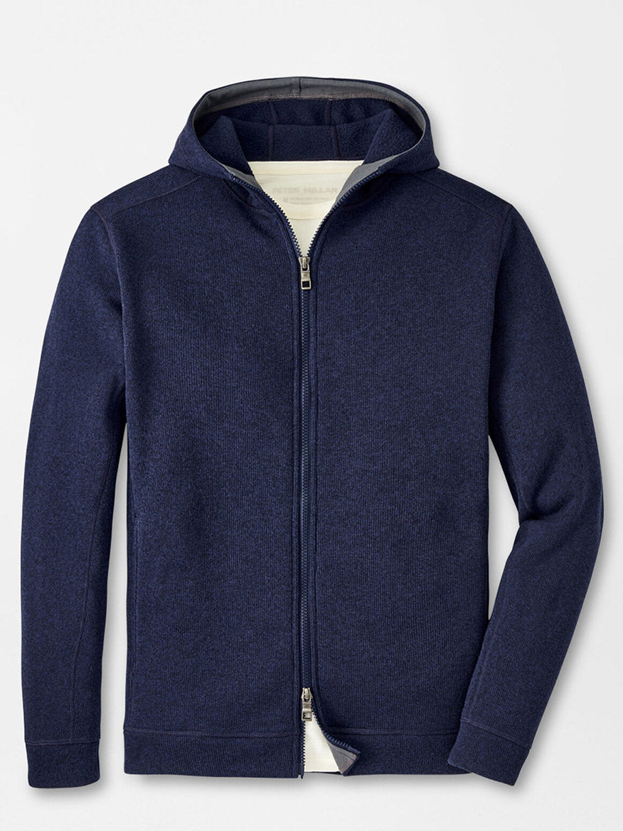 Peter Millar Crown Sweater Fleece Full-Zip Hoodie in Navy