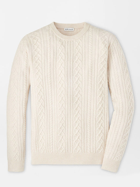 Peter Millar Crescent Ridge Cable Crew in Winter Ivory