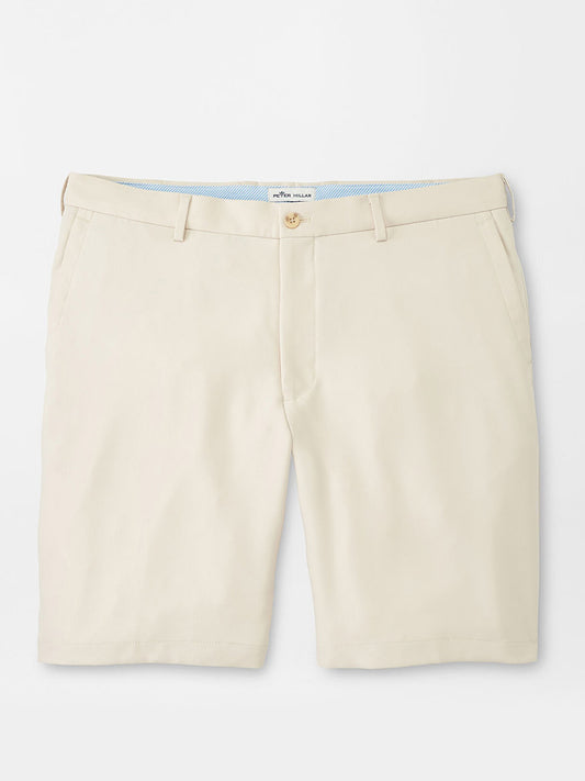 Peter Millar Salem Performance Short in Stone displayed against a plain background, crafted from moisture-wicking performance fabric.