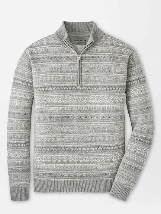 Peter Millar Silverton Jacquard Quarter-Zip in Gale Grey