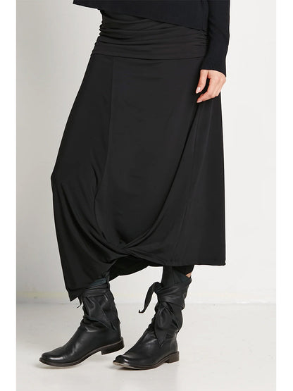 Planet by Lauren G Matte Jersey Twist Skirt in Black