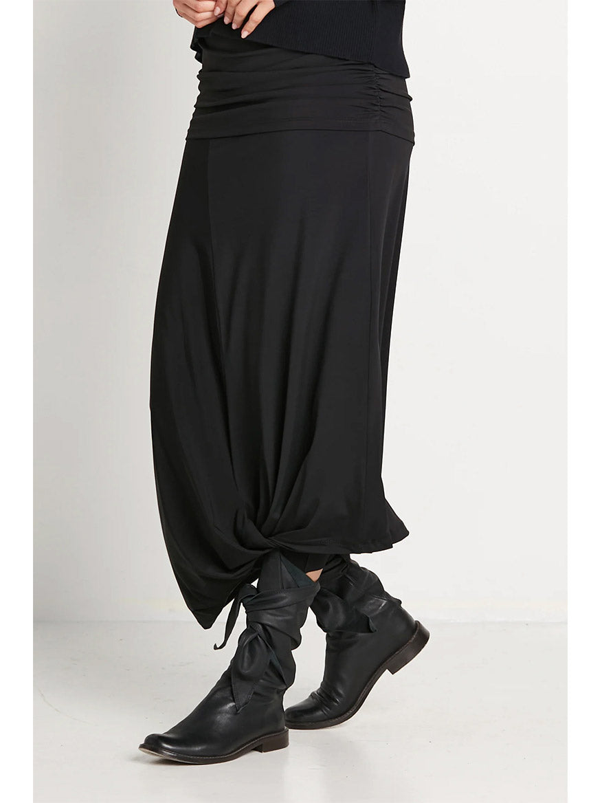 Planet by Lauren G Matte Jersey Twist Skirt in Black