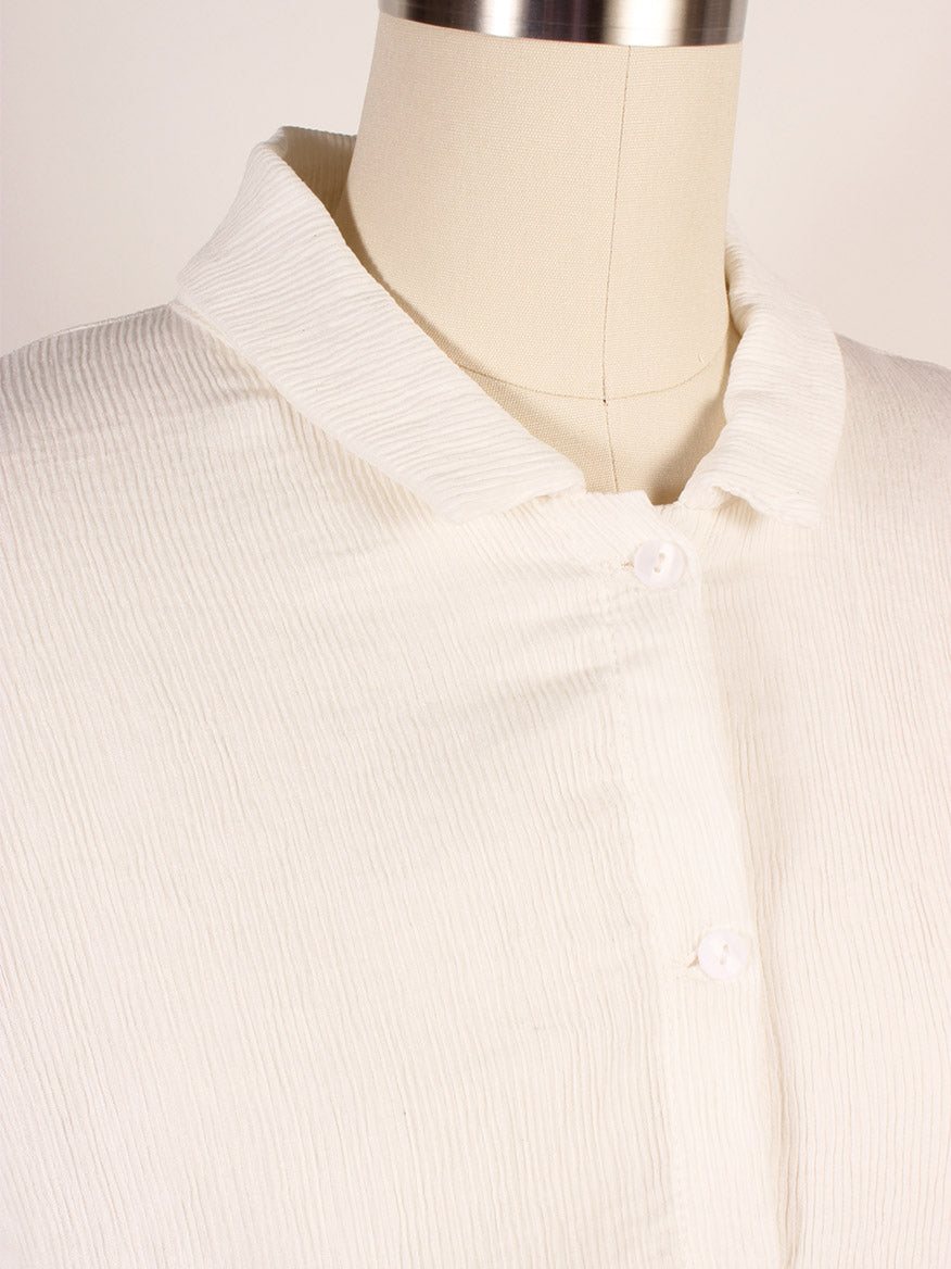 Porto Declan Pleated Button-Down Top in White