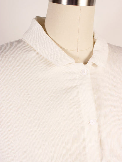 Porto Declan Pleated Button-Down Top in White