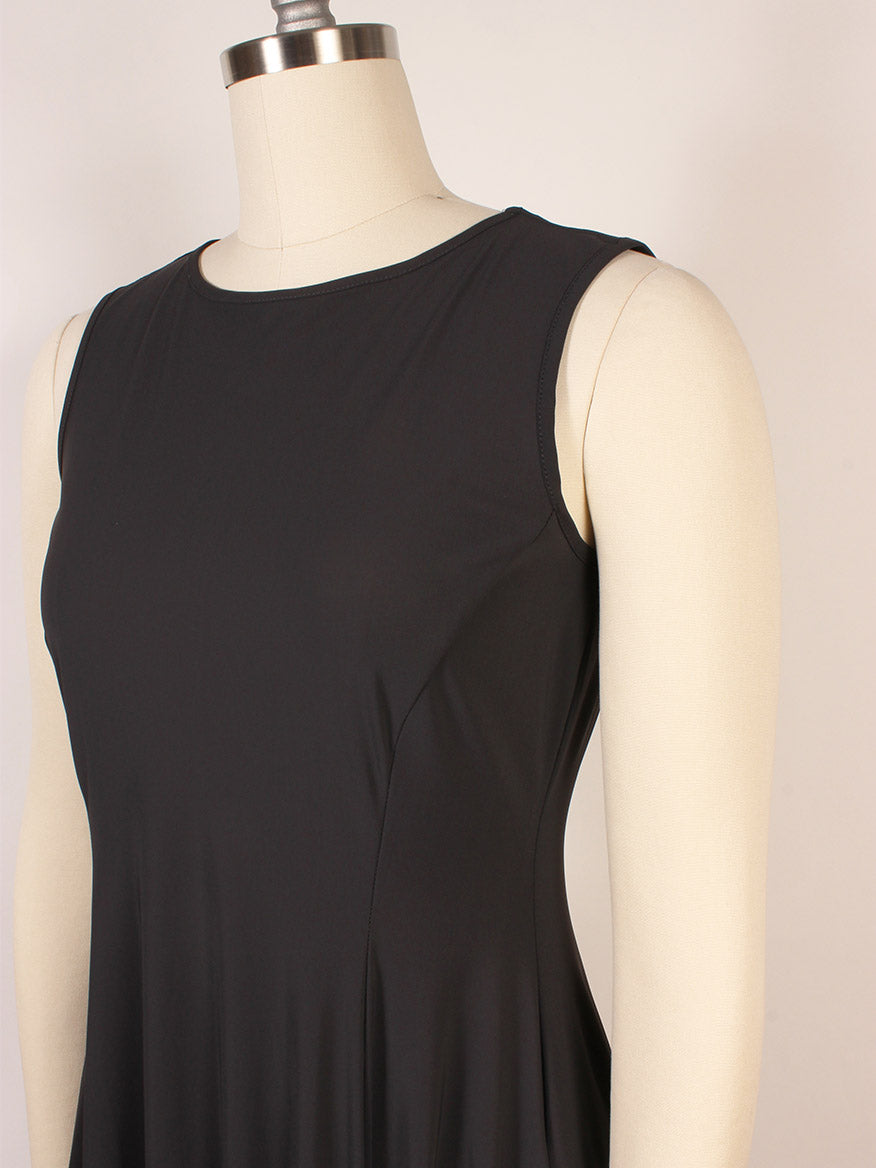 Sleeveless Porto Olivia Dress in Smoke with pintuck detail, shown on a dress form against a plain background.