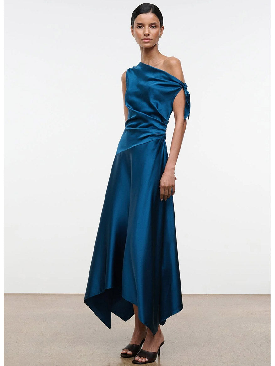 STAUD, Portia Silk Dress in Harbor, Size 8