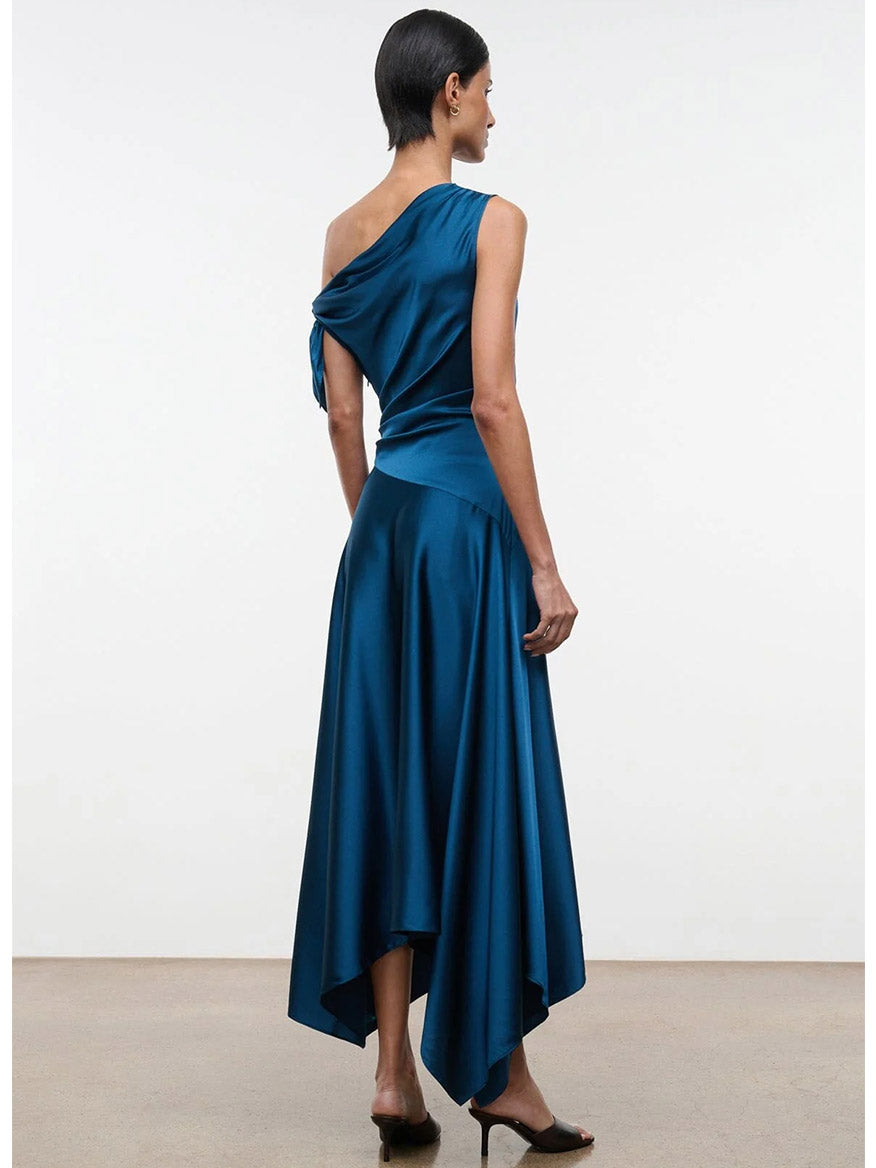 STAUD, Portia Silk Dress in Harbor, Size 8