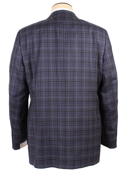 The back view of a Samuelsohn Bennet Sport Jacket in Blue & Black Plaid.