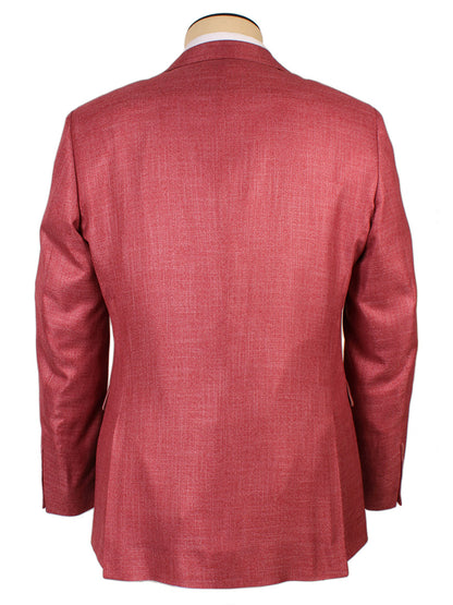 Rear view of a Scabal Soho Taormina Sport Jacket in Soft Red on a mannequin.