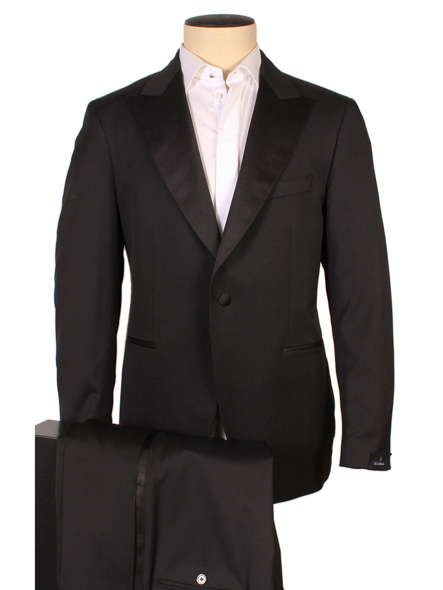 Black Satin Trim Super 100s Tuxedo | Scabal