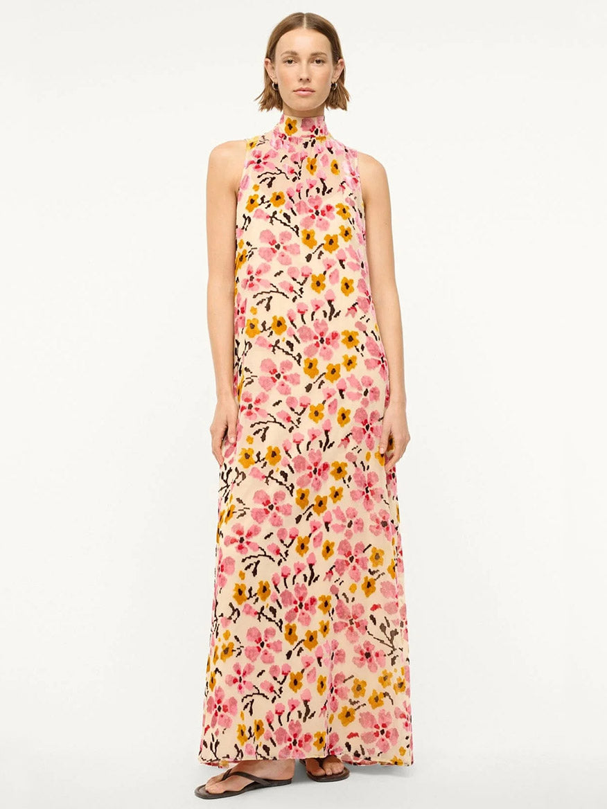 STAUD Albee Dress in Blossom Floral Tapestry