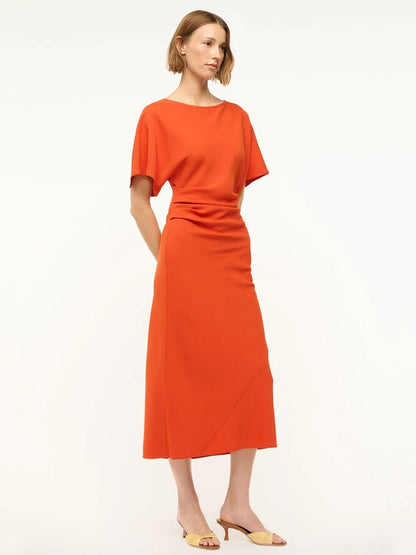 STAUD Amelie Midi Dress in Cayenne