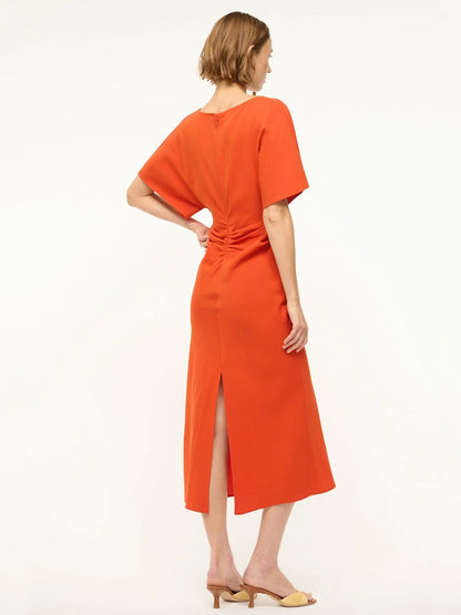 STAUD Amelie Midi Dress in Cayenne