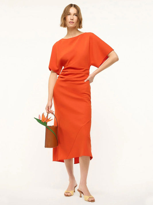 STAUD Amelie Midi Dress in Cayenne