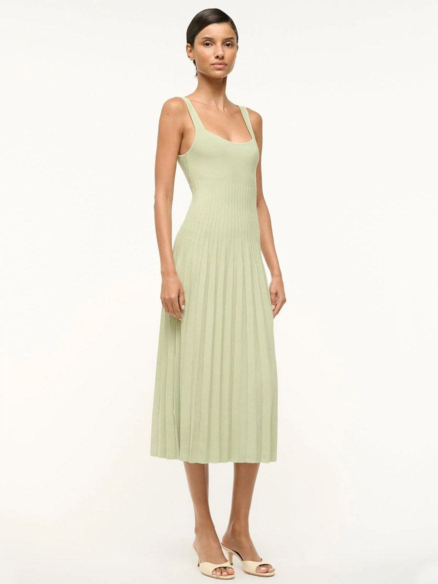 STAUD Ellison Sleeveless Dress in Pale Jade