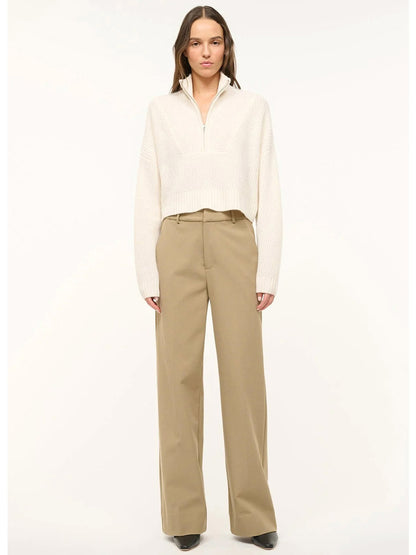 STAUD Hampton Cropped Sweater in Ivory