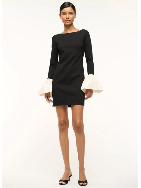 STAUD Women's Hawthorne Dress, Black/Ivory - XS