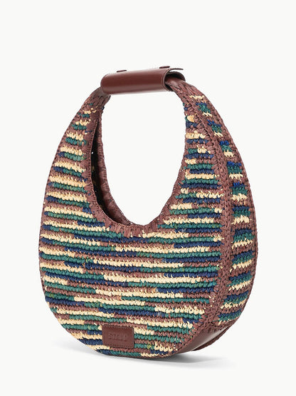 STAUD Moon Raffia Tote in Mixed Raffia