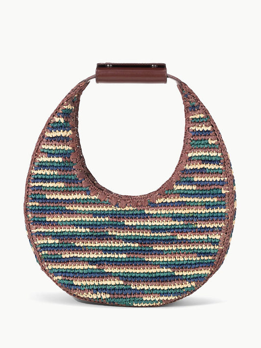 STAUD Moon Raffia Tote in Mixed Raffia