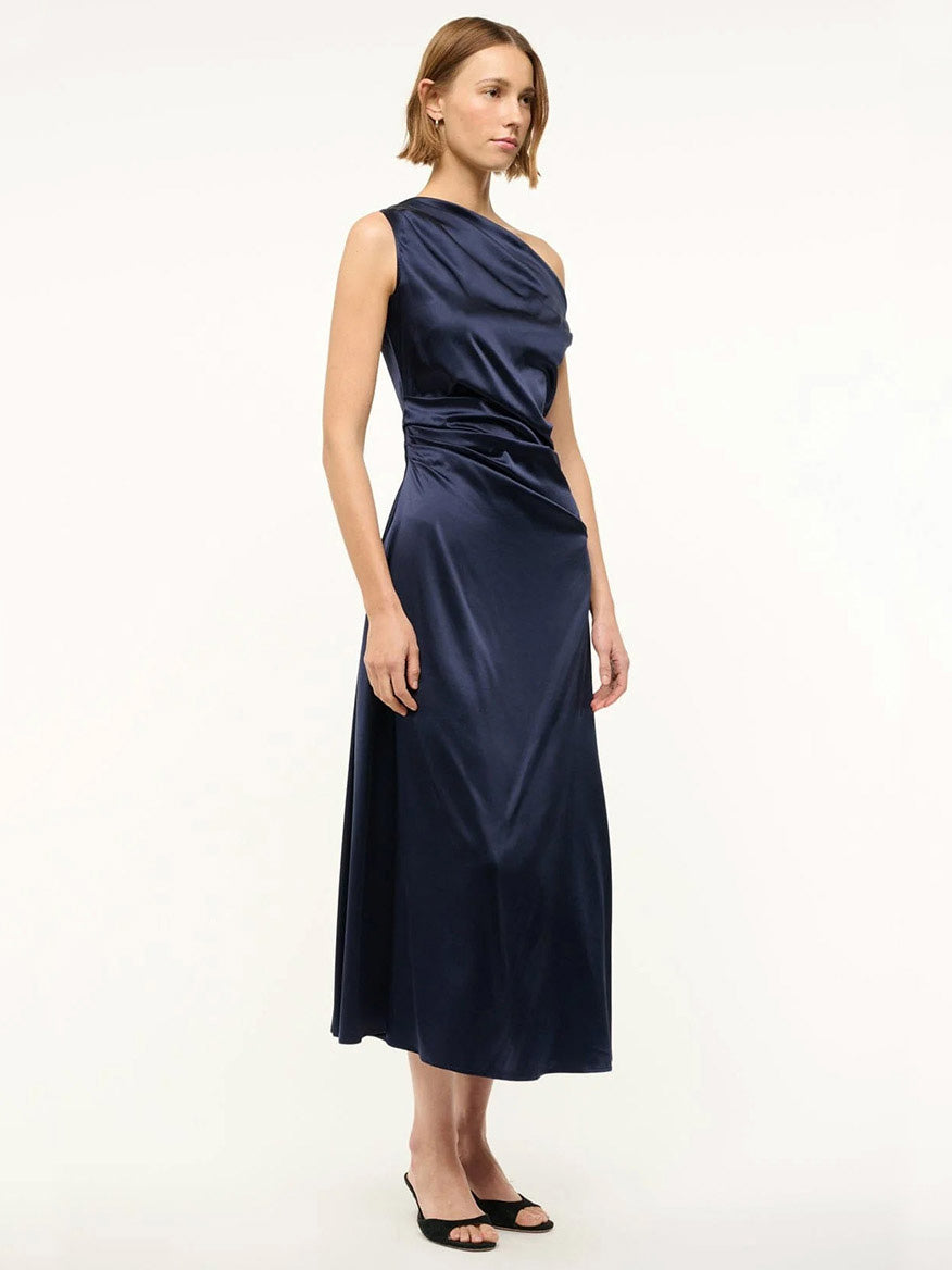 STAUD, Phare Silk Dress in Navy, Size 8 STAUD, Phare Silk Dress in Navy, Size 8