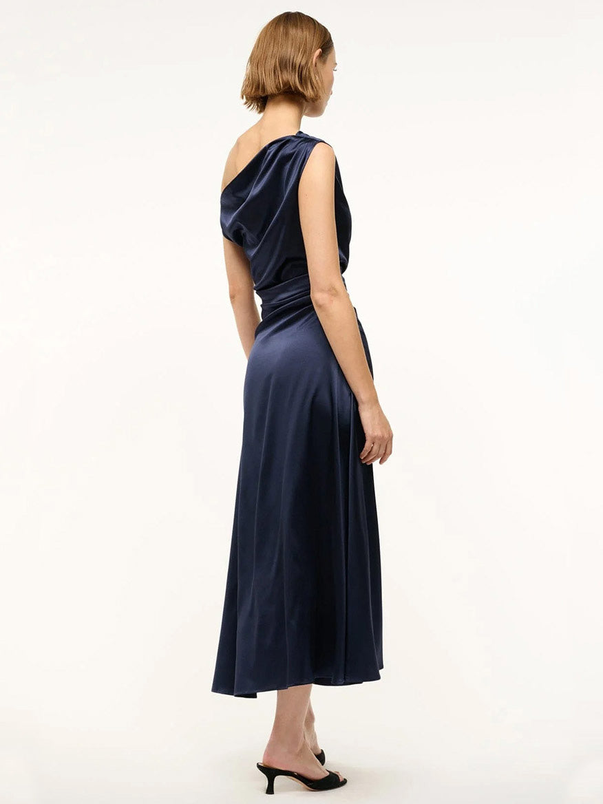 STAUD, Phare Silk Dress in Navy, Size 8