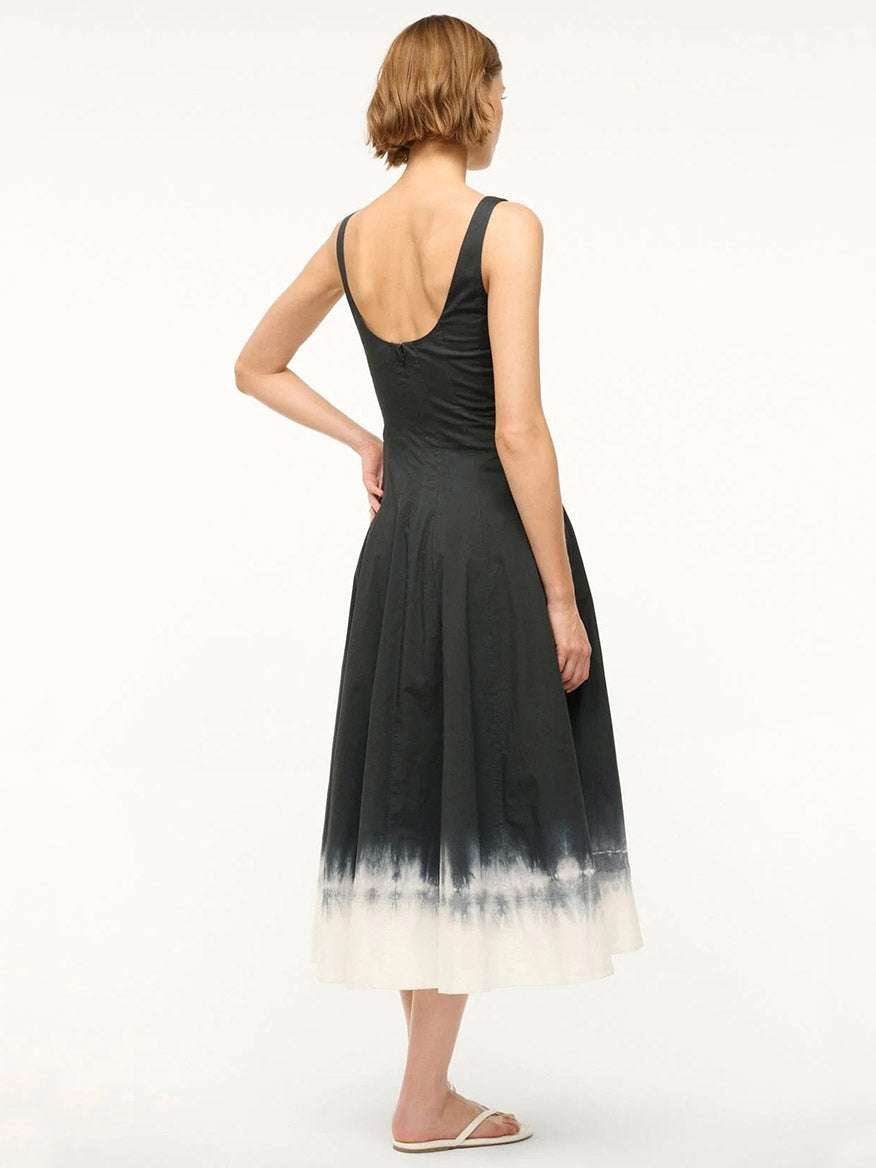 STAUD Wells Midi Sleeveless Dress in Onyx Ombre