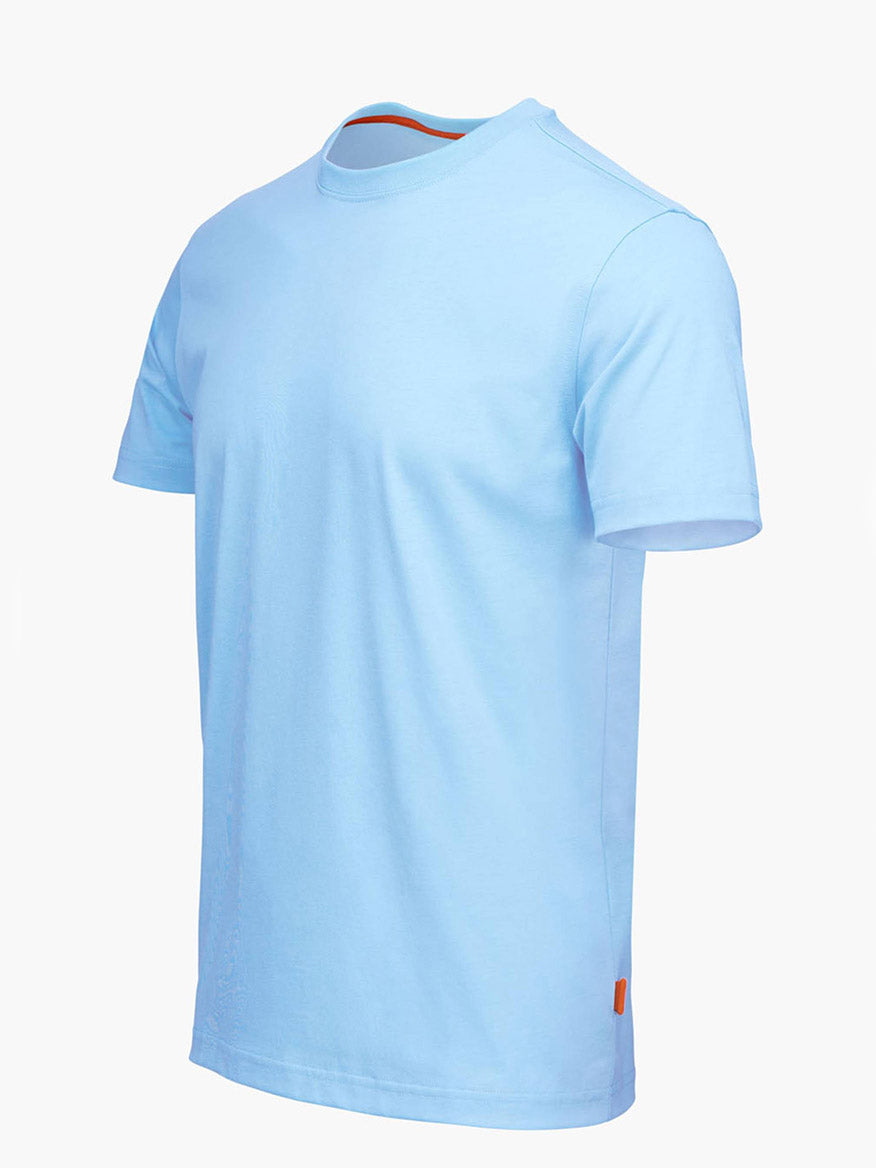 Swims Aksla T Shirt in Spray Blue, ultra soft crewneck t-shirt on a white background with no model visible.