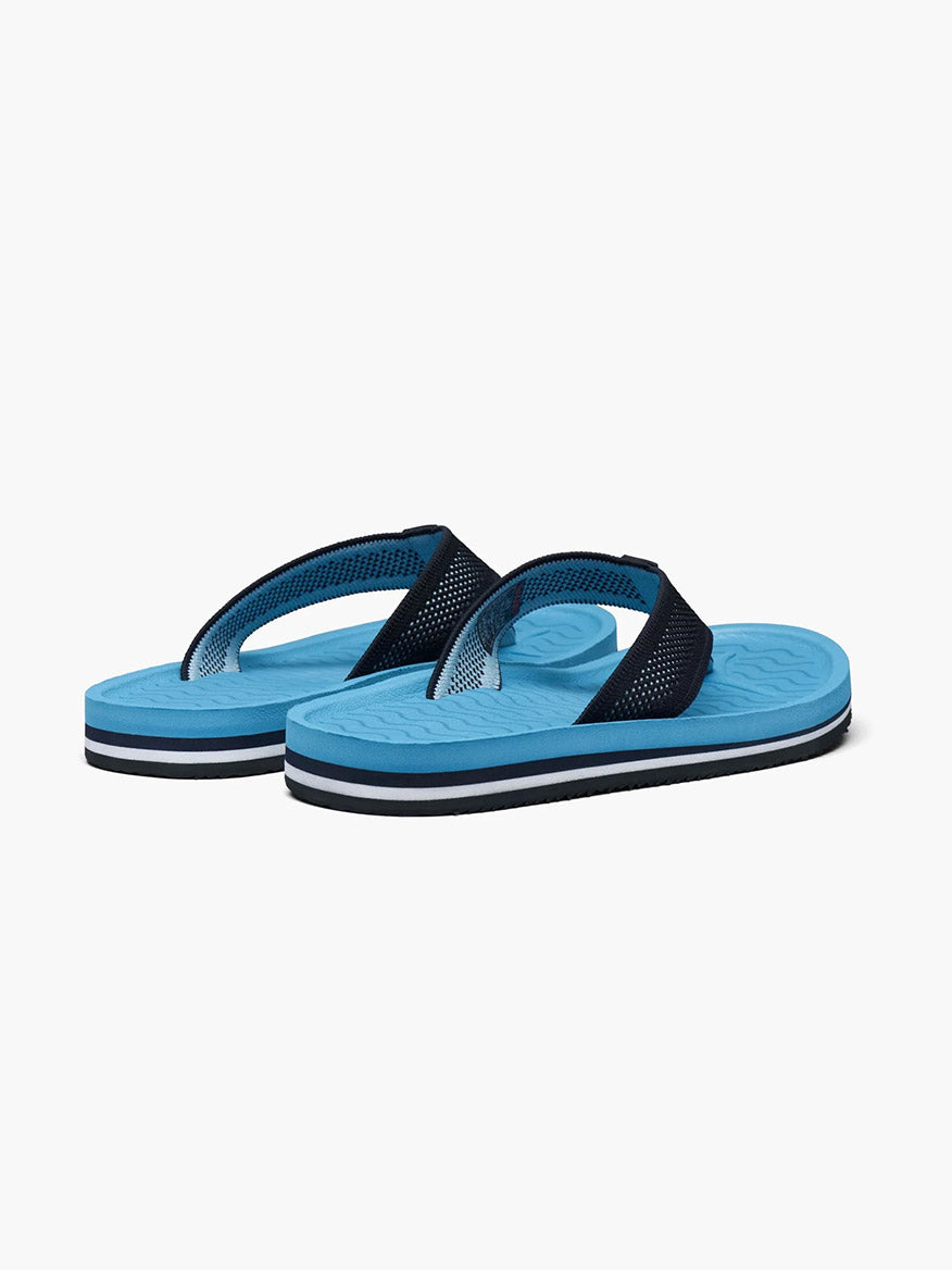 A pair of Swims Napoli Flip Flops in Aegean Blue with black straps and EVA outsole on a white background.
