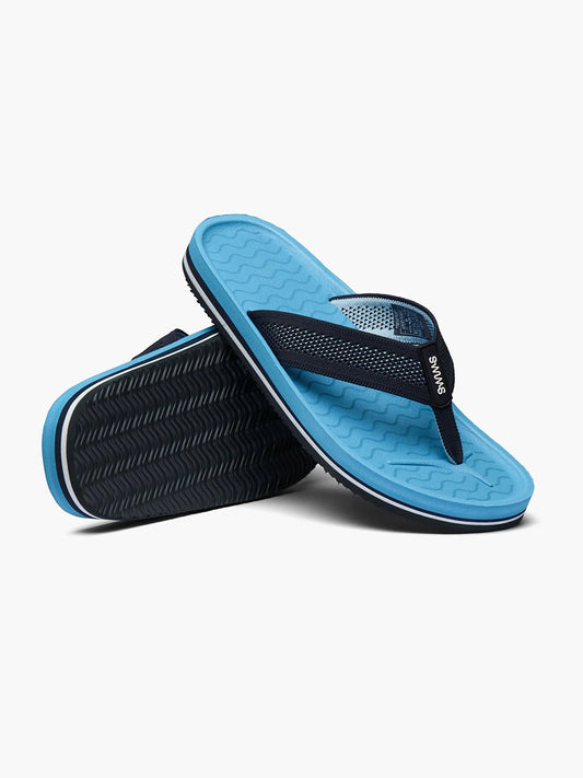 Swims Napoli Flip Flop in Aegean Blue with arch support against a white background.