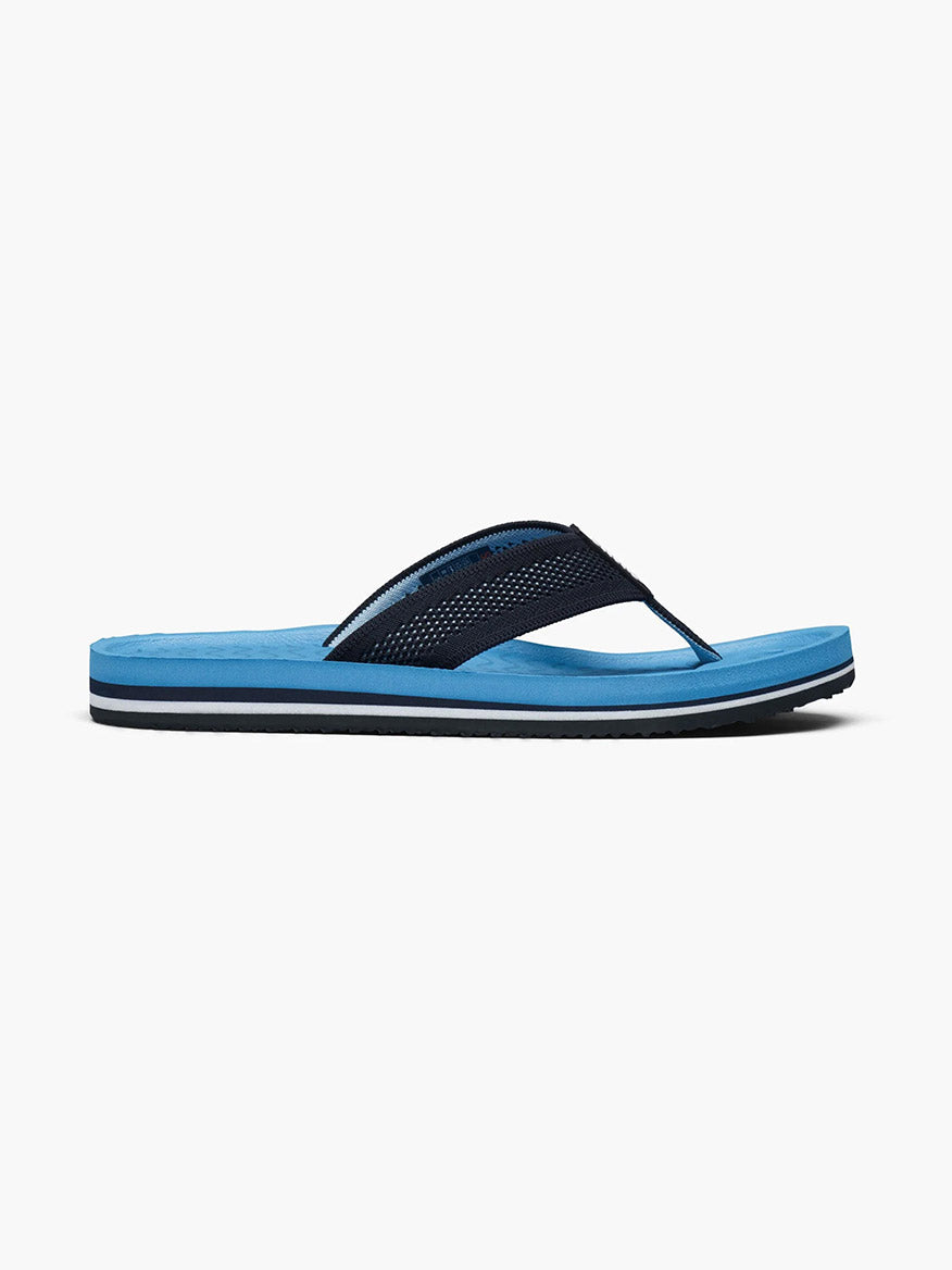 A single Swims Napoli Flip Flop in Aegean Blue with a black strap and arch support against a white background.