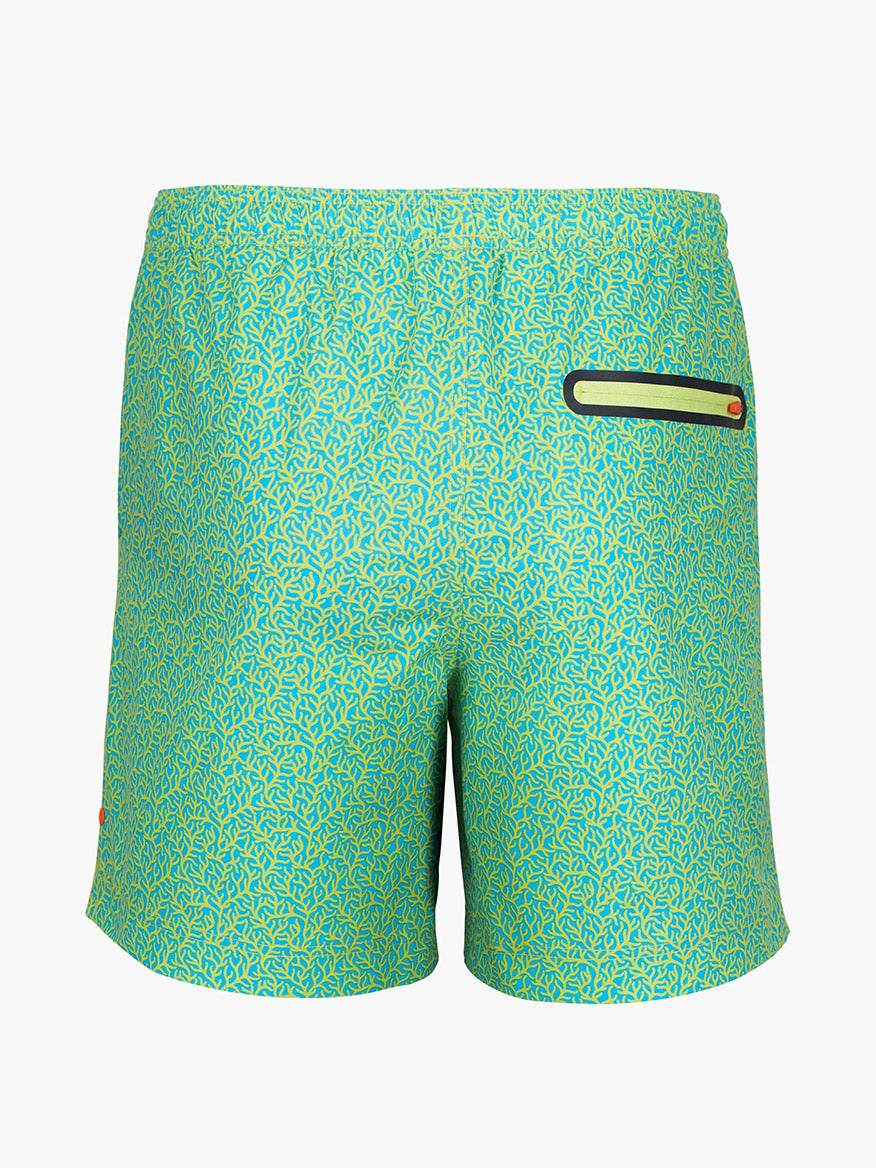 Swims Sol Swim Trunk in Citron patterned swim trunks with an elastic waistband on a white background.
